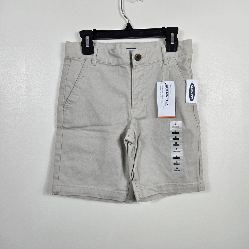 Old Navy Boys Khaki Preppy Built-In Flex School Twill Chino Short 8 NEW Nautical